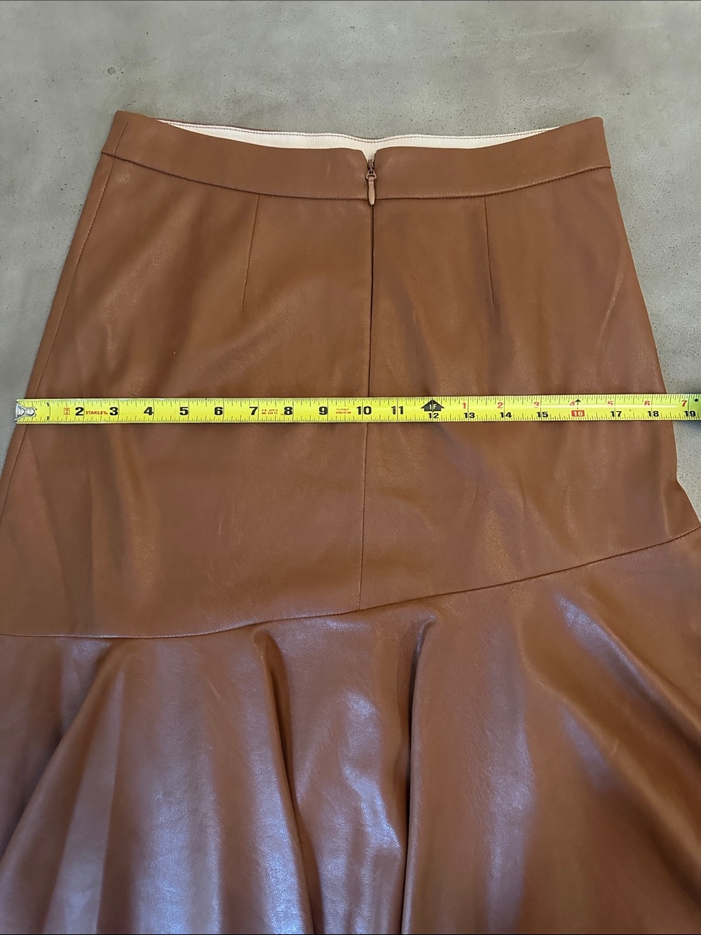REBECCA TAYLOR Faux Leather Flared Midi Skirt in Cognac - Picture 4 of 10